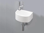 Lave-mains pour WC, suspendu semi-arrondi, parfait pour les espaces restreints, Largeur 27,5 cm, Profondeur 19,5 cm, Hauteur 12 cm, résine minéral, Livraison 5-7 jours OFFERTE.
